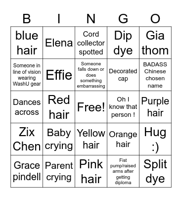 Sam Fox grad bingo Card