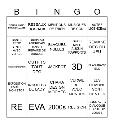 DMC NETFLIX Bingo Card