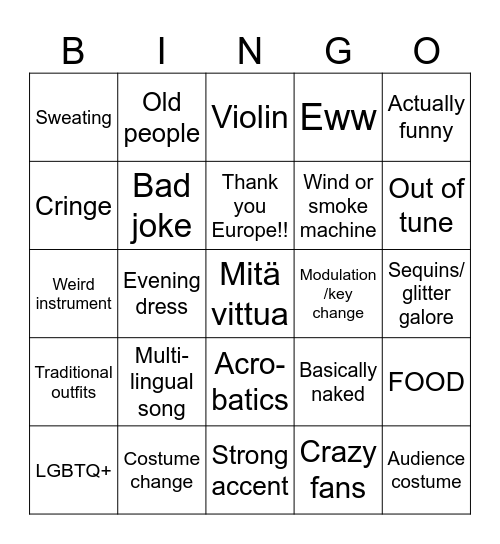 Korvfisk ESC - SF2 - 2026 bingo Card