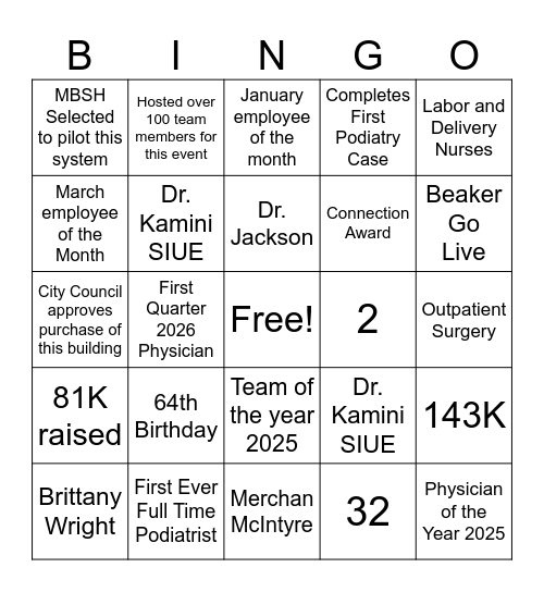 Fun             Fearless             Futuristic Bingo Card