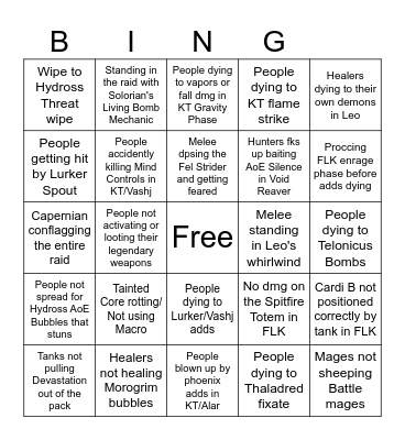 Tier 5 Sublime Bingo Board Bingo Card