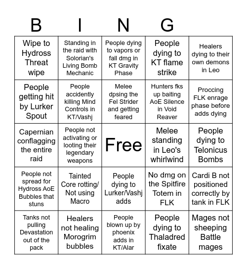 Tier 5 Sublime Bingo Board Bingo Card