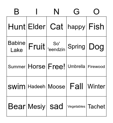 Elder's Tea Bingo Card
