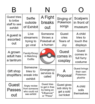 Pokemon Fossil fun Bingo Card