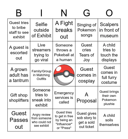 Pokemon Fossil fun Bingo Card