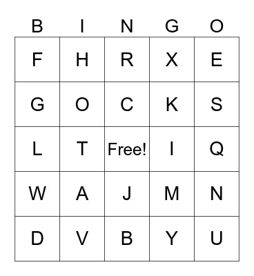 Alphabet Bingo Card