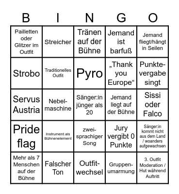ESC 2026 Bingo Card