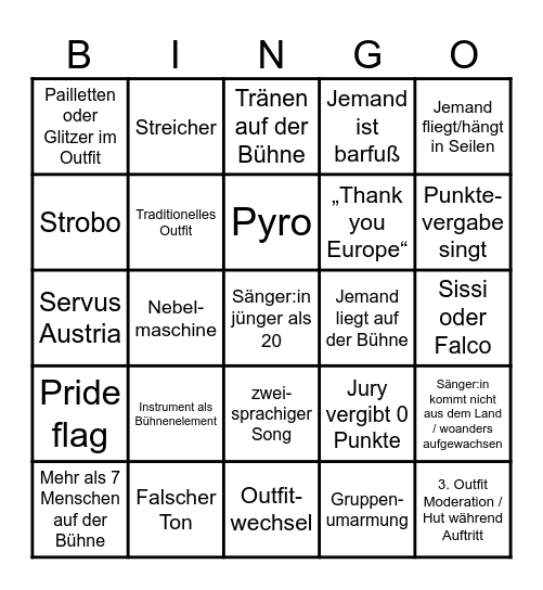 ESC 2026 Bingo Card