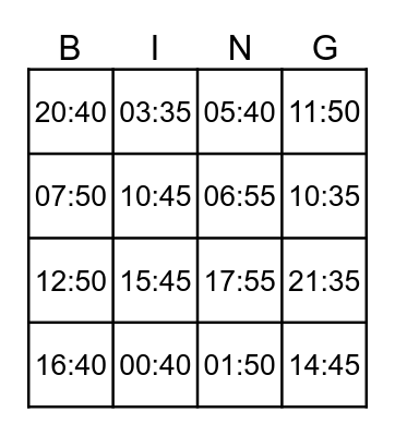 VOOR op 5 minuten Bingo Card