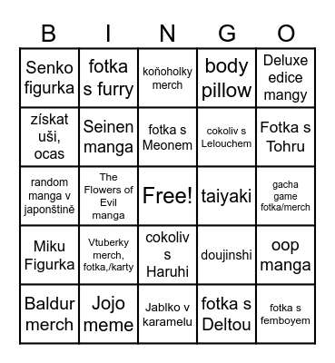 Animefest Bingo Card