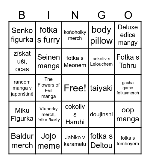 Animefest Bingo Card