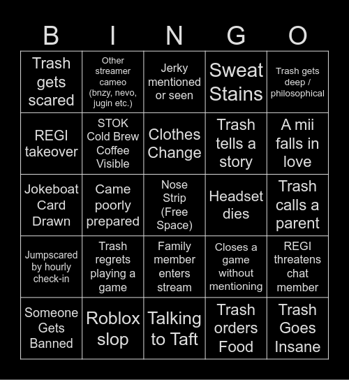 24hr Stream III Bingo Card