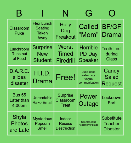 5th Grade Teacher Bingo 26-27 Bingo Card