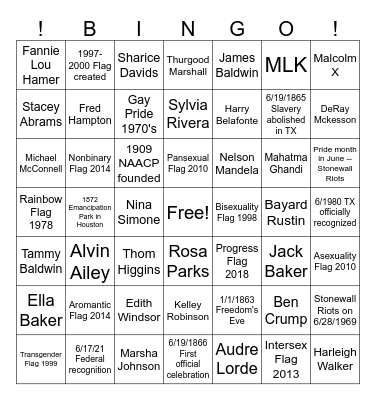Juneteenth and Pride Bingo Card