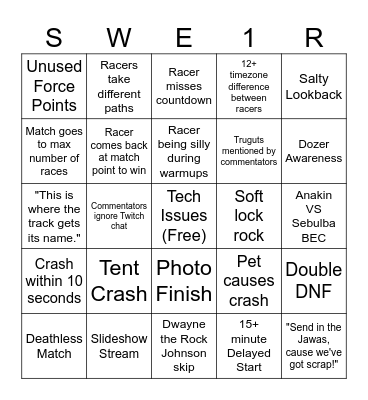 Tourney 2026 Bingo Card