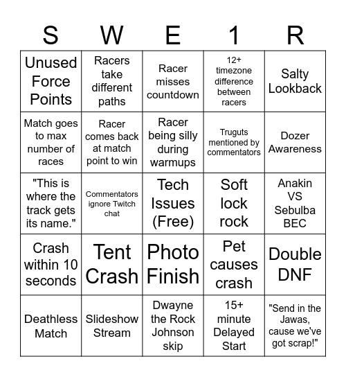 Tourney 2026 Bingo Card