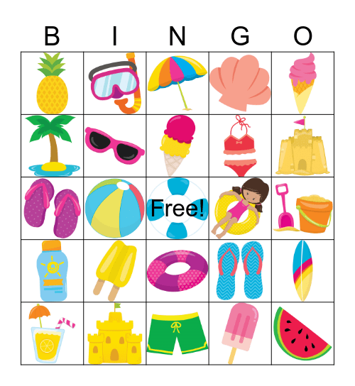Beach Bingo Card