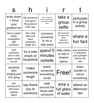 emerge pink shirt bingo Card