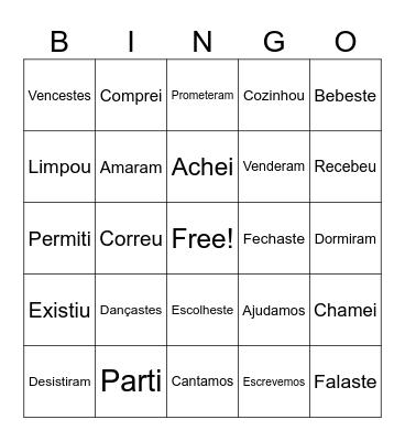 Verbos Bingo Card