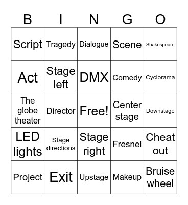Theatre Bingo Card