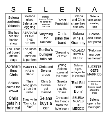 SELENA Bingo Card