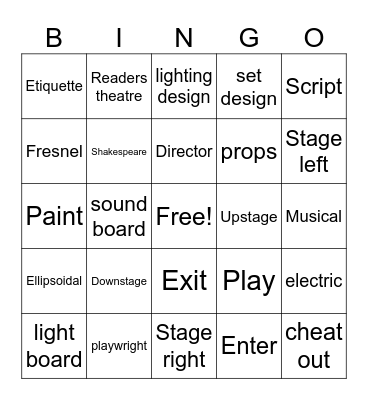 Theatre Bingo Card