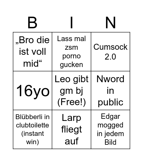 Edgar Leo Züri Bingo Card