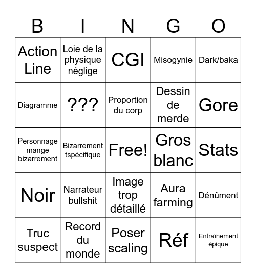 Baki Bingo Card