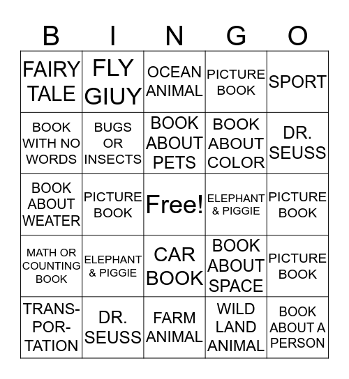 READING CHALLENGE Bingo Card