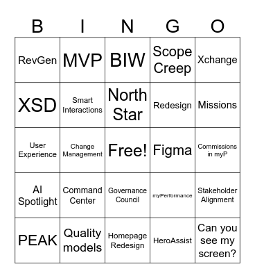 Team Lunch Bingo Card