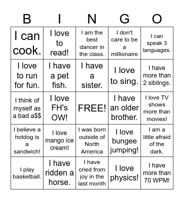 Meet Me Bingo Card