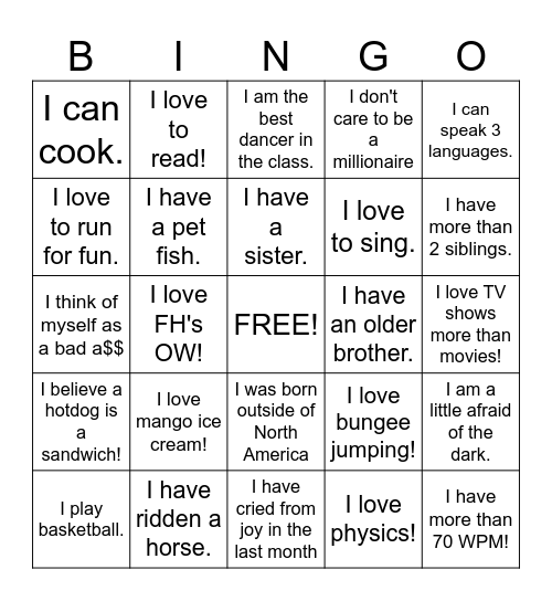 Meet Me Bingo Card