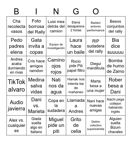 FIESTAS 2026 RALLY Bingo Card