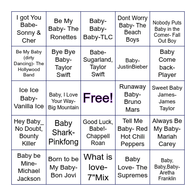 BABY SINGO Bingo Card