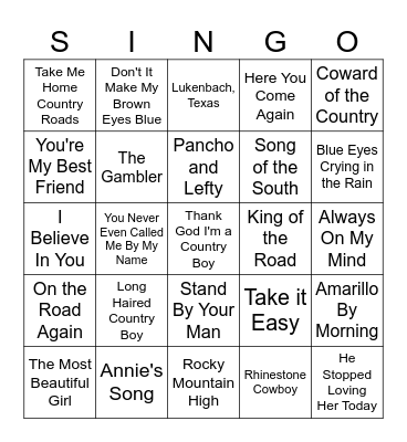 SINGO - May 15 Bingo Card