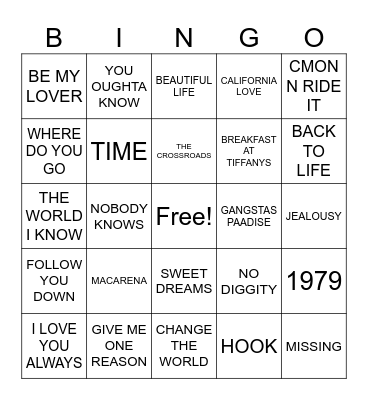 1996 Bingo Card
