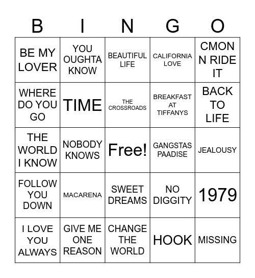 1996 Bingo Card