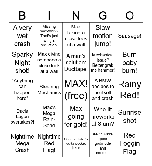 Nurburgring 24h 2026 Bingo! Bingo Card