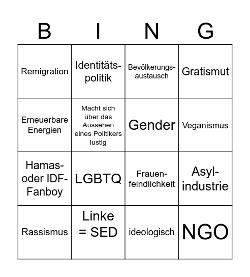 @politik Bullshit Bingo Card