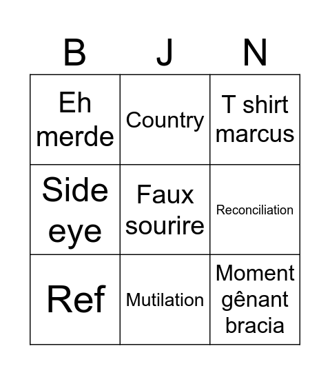 Bingo sans titre Bingo Card