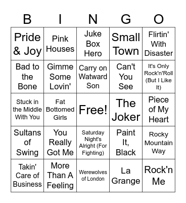 Classic Rock (2) Bingo Card