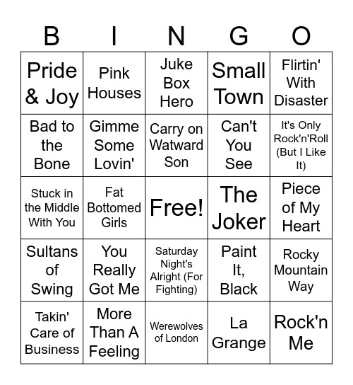 Classic Rock (2) Bingo Card