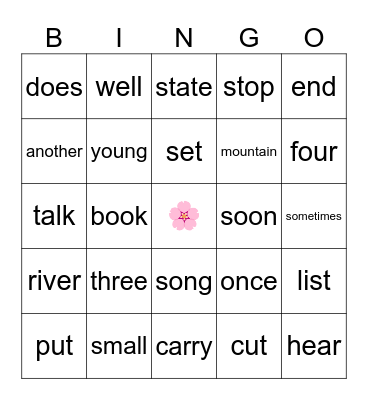 5/14 sight word bingo Card