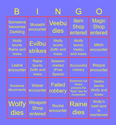 Bucket of Dokapon Bingo Card