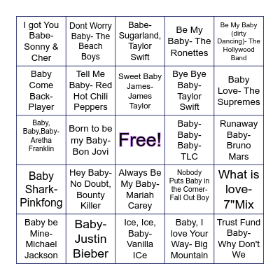 BABY SINGO Bingo Card