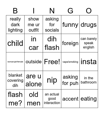 omegle Bingo Card