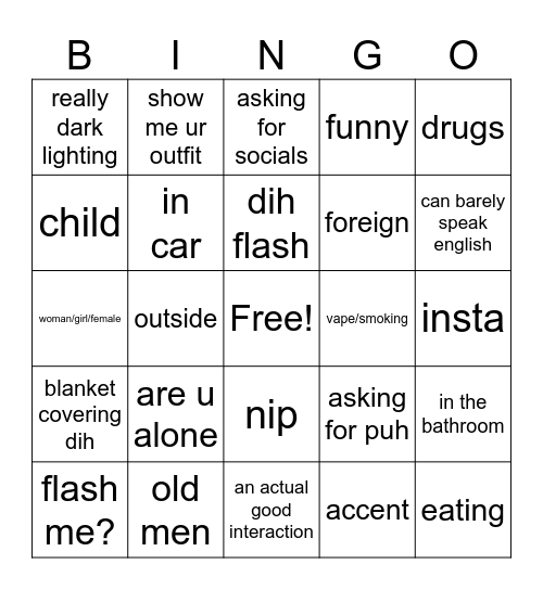 omegle Bingo Card