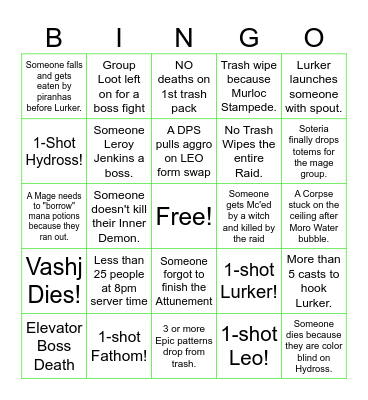 Outlandish Behavior SSC BINGO Card