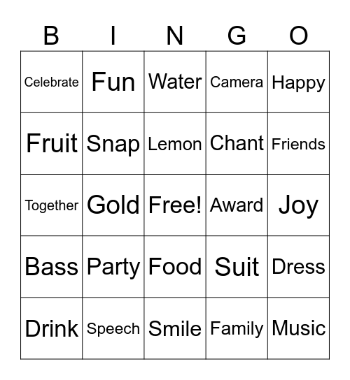 Banquet Bingo Card