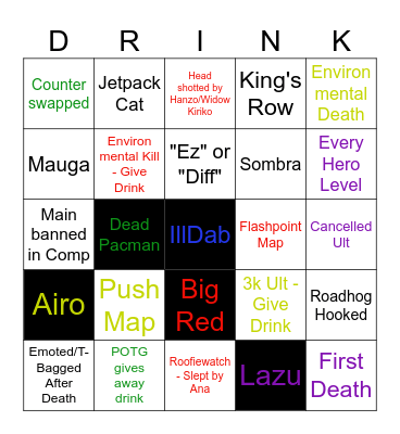 We Hecking Love Overwatch Bingo Card